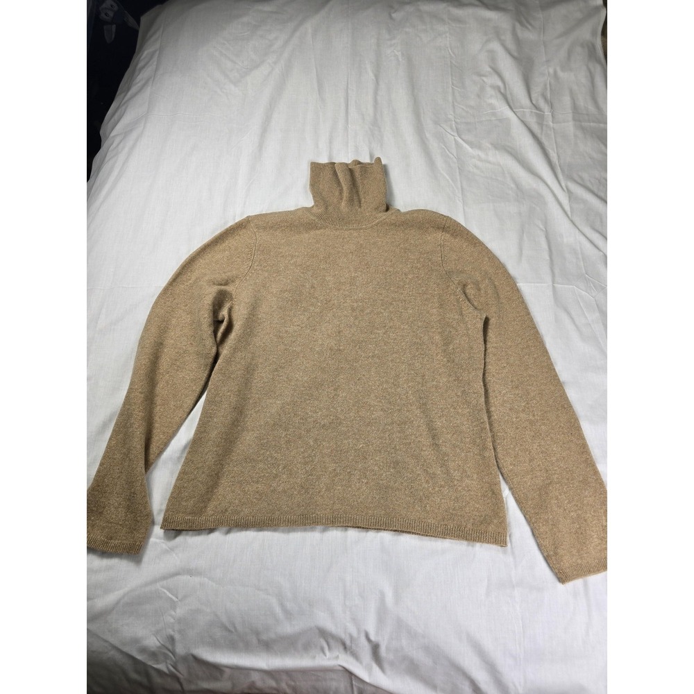 Charter Club Sweater Womens Large Beige 100% Cashmere Turtleneck Pullover Knit‎